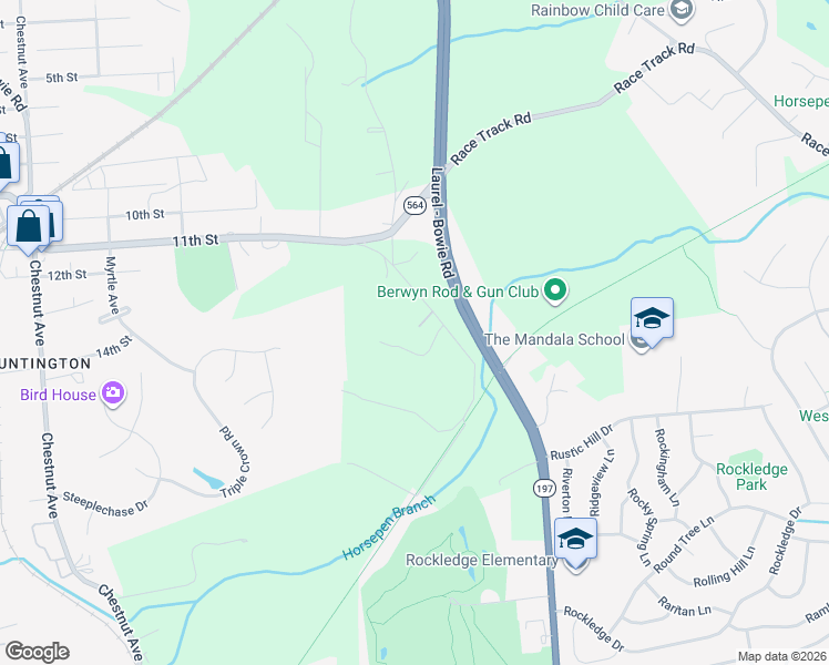 map of restaurants, bars, coffee shops, grocery stores, and more near 8306 Laurel - Bowie Road in Bowie