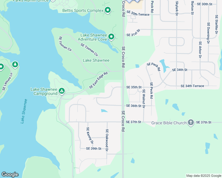 map of restaurants, bars, coffee shops, grocery stores, and more near 3528 Southeast 35th Court in Topeka