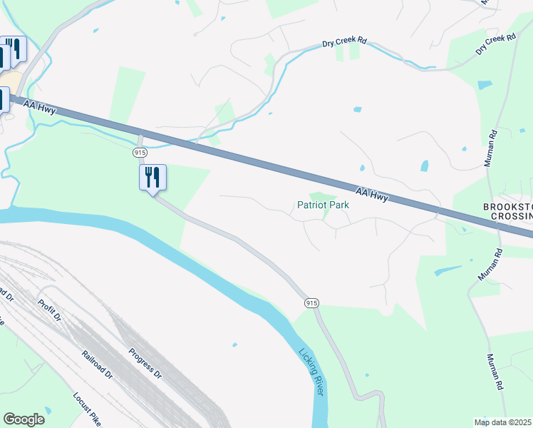 map of restaurants, bars, coffee shops, grocery stores, and more near 257 Ridgepointe Drive in Cold Spring