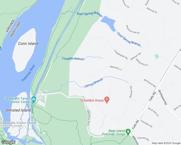 map of restaurants, bars, coffee shops, grocery stores, and more near 11501 Skipwith Lane in Potomac