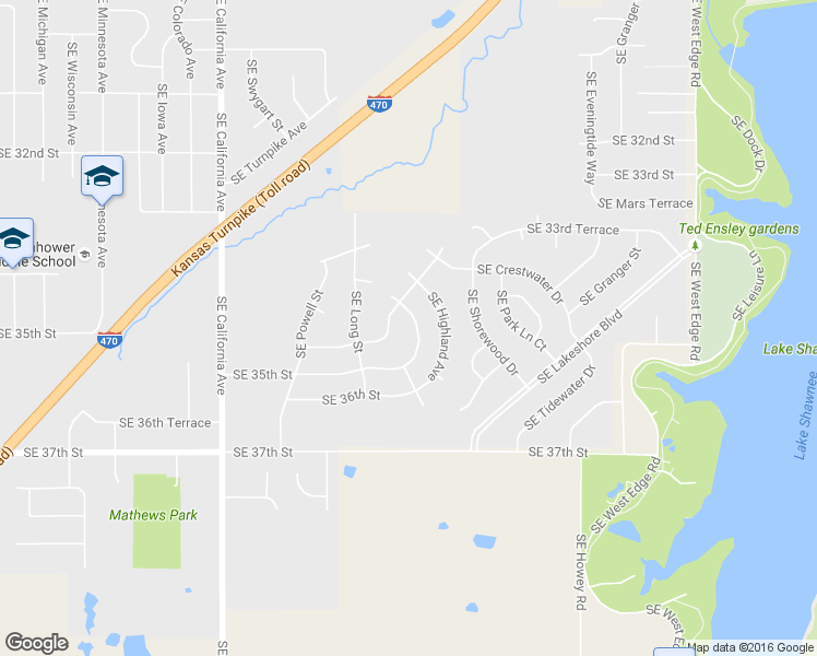 map of restaurants, bars, coffee shops, grocery stores, and more near 3407 Southeast Golden Avenue in Topeka