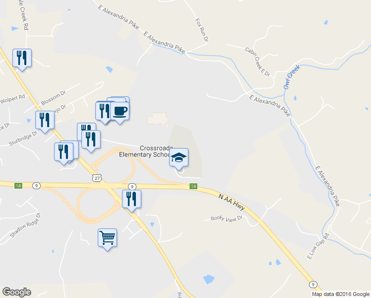 map of restaurants, bars, coffee shops, grocery stores, and more near 475 Cross Roads Boulevard in Newport