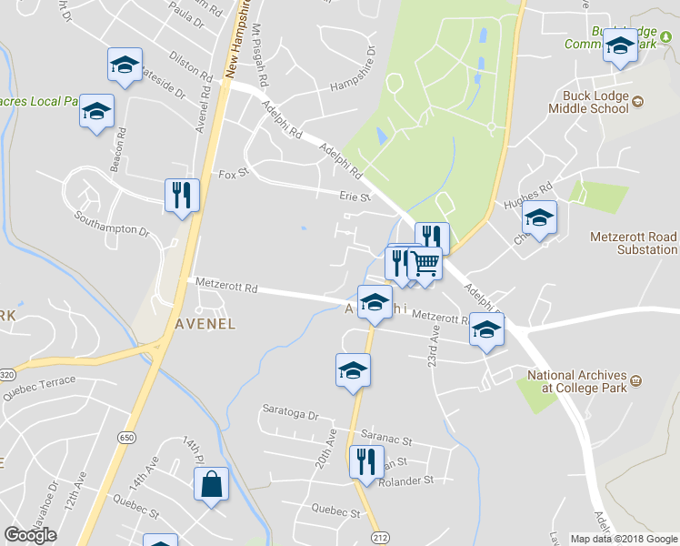 map of restaurants, bars, coffee shops, grocery stores, and more near 8230 Greenspire Terrace in Hyattsville