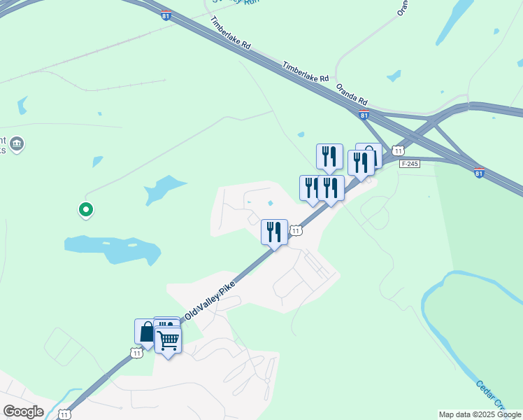map of restaurants, bars, coffee shops, grocery stores, and more near 150 Founders Way in Strasburg