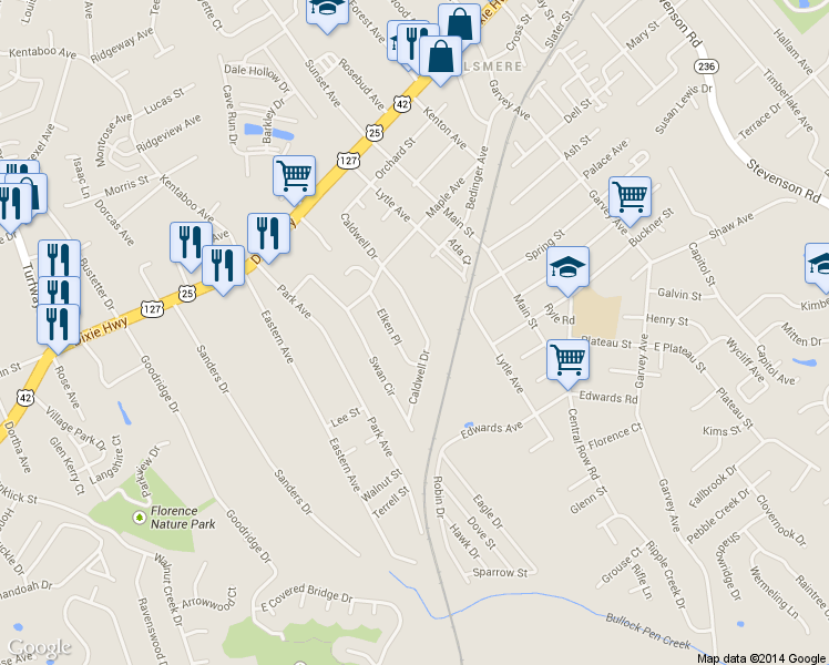 map of restaurants, bars, coffee shops, grocery stores, and more near 423 Caldwell Dr in Elsmere