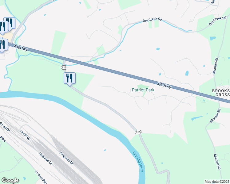 map of restaurants, bars, coffee shops, grocery stores, and more near 257 Ridgepointe Dr in Cold Spring