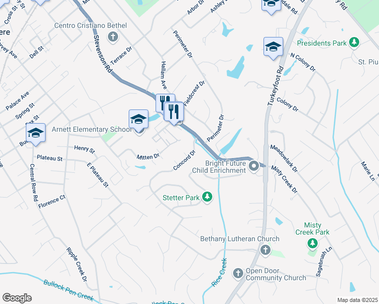 map of restaurants, bars, coffee shops, grocery stores, and more near 3514 Concord Drive in Erlanger