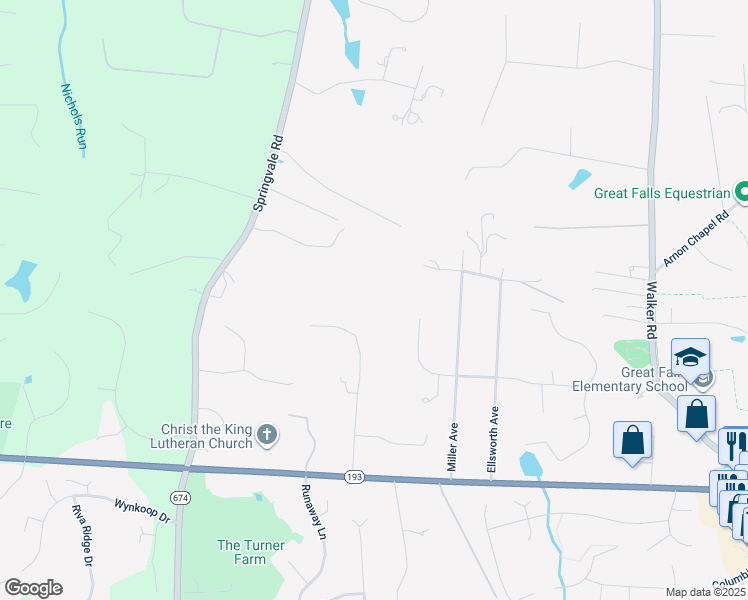 map of restaurants, bars, coffee shops, grocery stores, and more near 713 Gouldman Lane in Great Falls