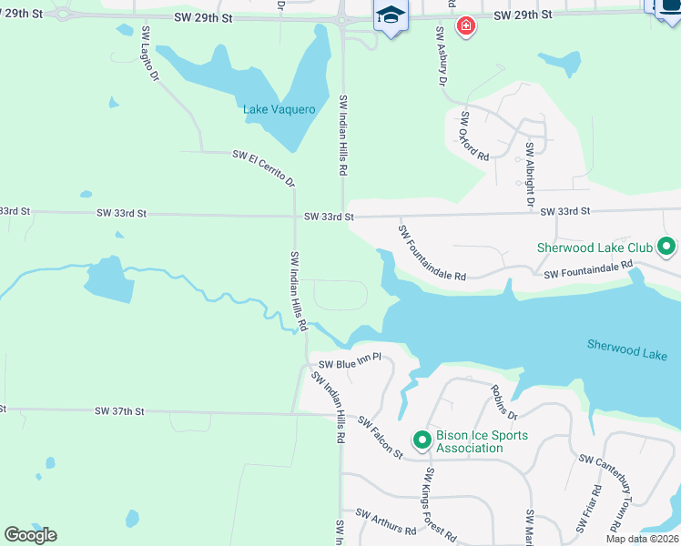 map of restaurants, bars, coffee shops, grocery stores, and more near 7509-7541 Southwest Oxfordshire Road in Topeka