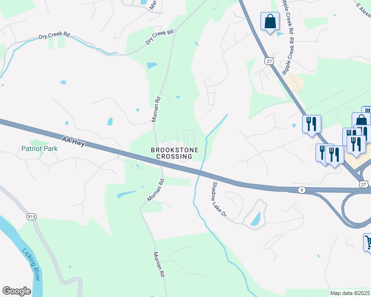 map of restaurants, bars, coffee shops, grocery stores, and more near 6416 Ridgeline Drive in Cold Spring