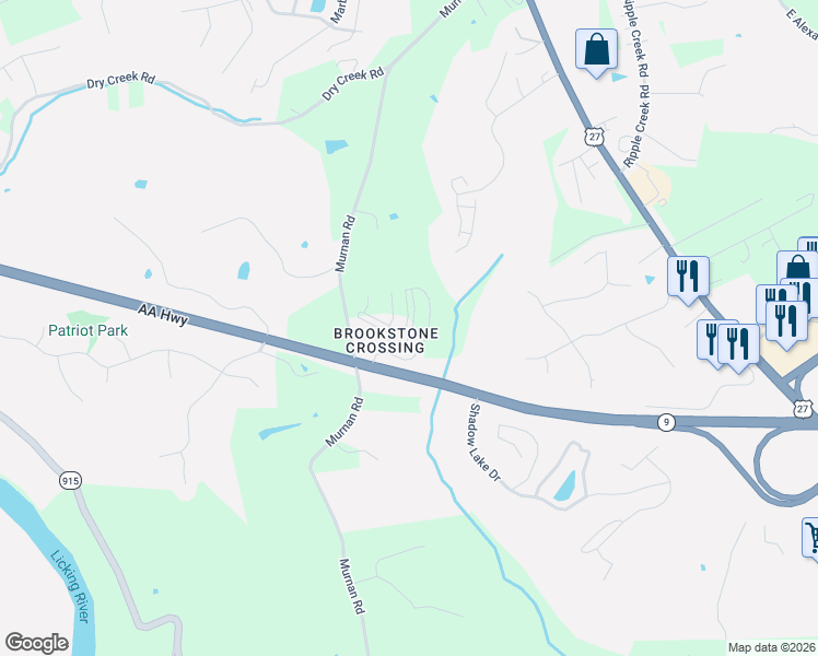 map of restaurants, bars, coffee shops, grocery stores, and more near 6416 Ridgeline Drive in Cold Spring