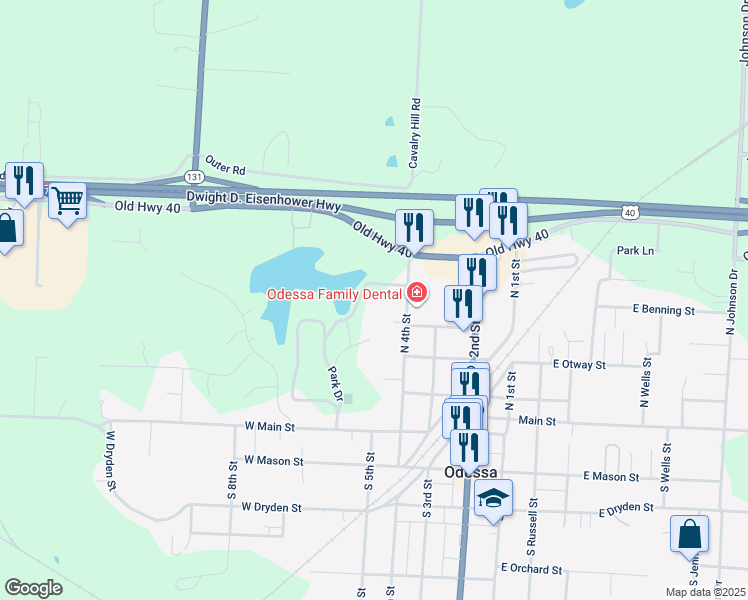 map of restaurants, bars, coffee shops, grocery stores, and more near 403 North 4th Street in Odessa