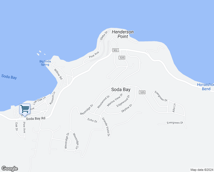 map of restaurants, bars, coffee shops, grocery stores, and more near 3031 Westridge Drive in Kelseyville
