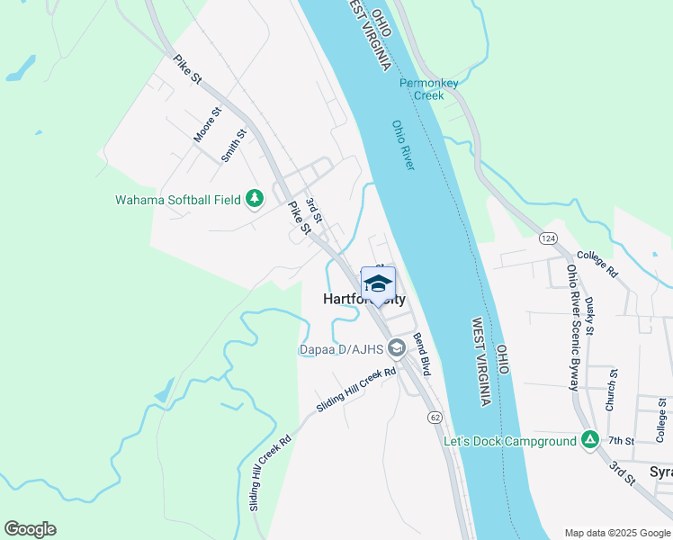 map of restaurants, bars, coffee shops, grocery stores, and more near 1416 Pike St in Hartford City