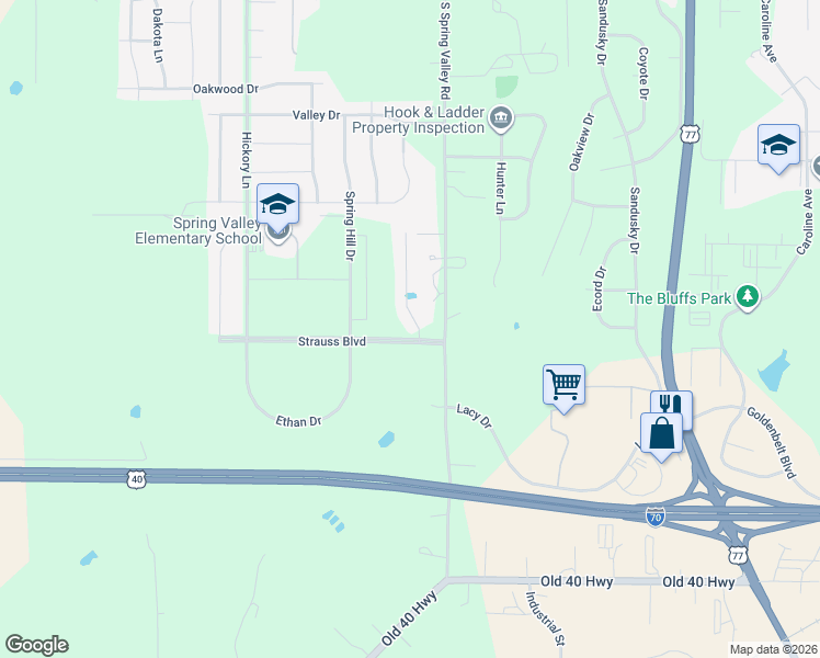map of restaurants, bars, coffee shops, grocery stores, and more near 2610 Strauss Boulevard in Junction City