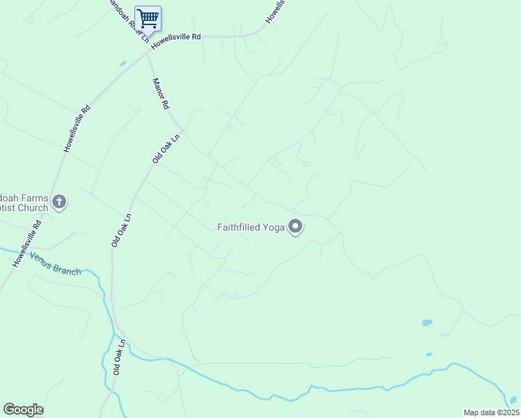 map of restaurants, bars, coffee shops, grocery stores, and more near 600 Manor Road in Front Royal