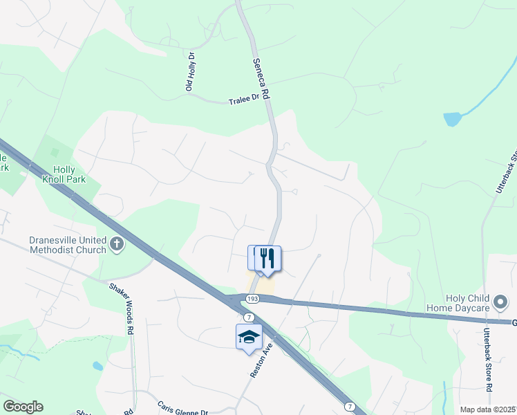 map of restaurants, bars, coffee shops, grocery stores, and more near 942 Seneca Road in Great Falls