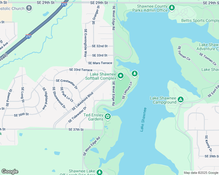 map of restaurants, bars, coffee shops, grocery stores, and more near 2749 SE West Edge Rd in Topeka