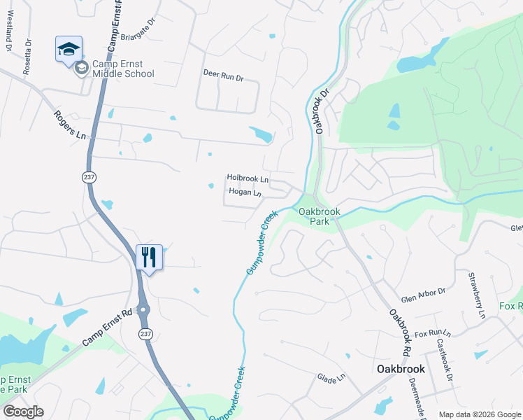 map of restaurants, bars, coffee shops, grocery stores, and more near 1633 Hogan Lane in Florence