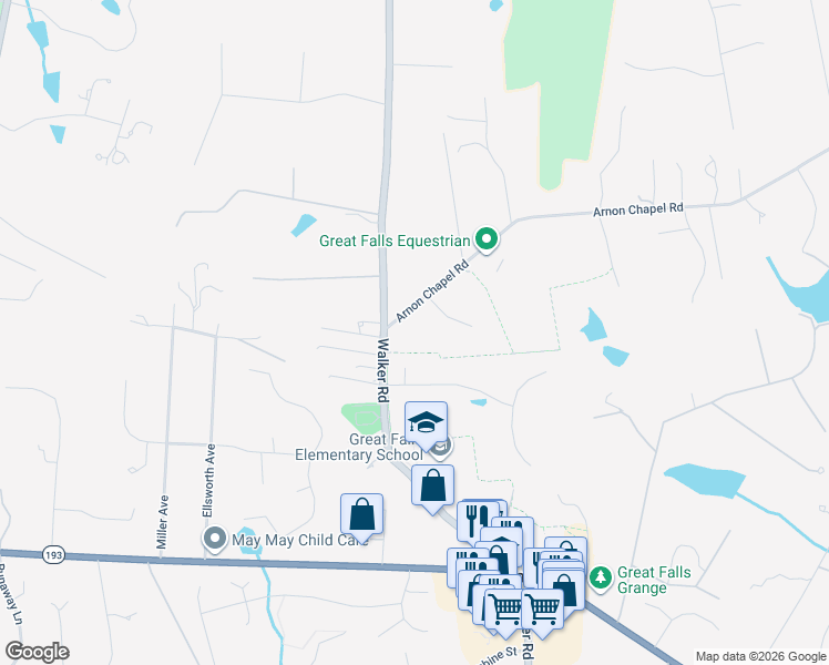 map of restaurants, bars, coffee shops, grocery stores, and more near 10019 Arnon Chapel Road in Great Falls