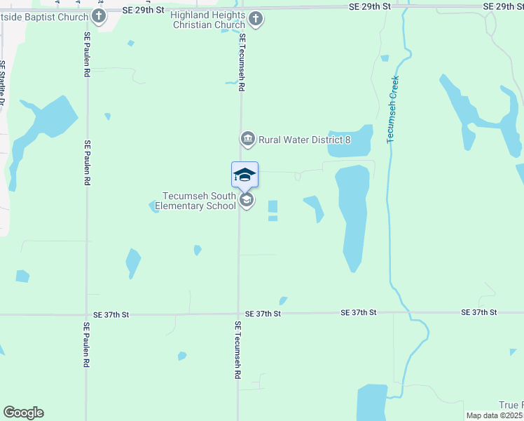 map of restaurants, bars, coffee shops, grocery stores, and more near 3346 Southeast Tecumseh Road in Tecumseh