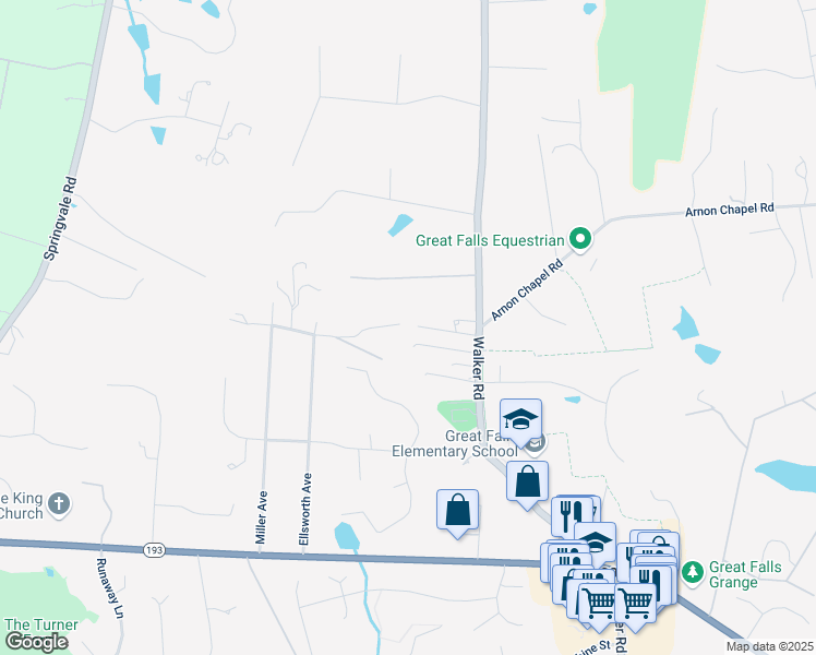 map of restaurants, bars, coffee shops, grocery stores, and more near 624 Walker Road in Great Falls