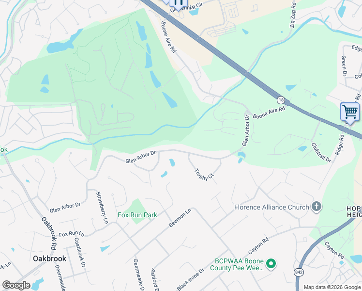 map of restaurants, bars, coffee shops, grocery stores, and more near 7012 Glen Arbor Drive in Florence