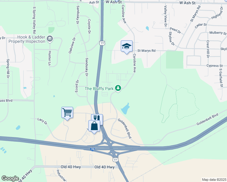 map of restaurants, bars, coffee shops, grocery stores, and more near in Junction City