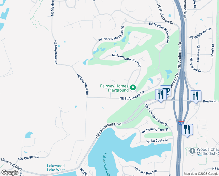 map of restaurants, bars, coffee shops, grocery stores, and more near 5294 Northeast Ash Grove Court in Lee's Summit