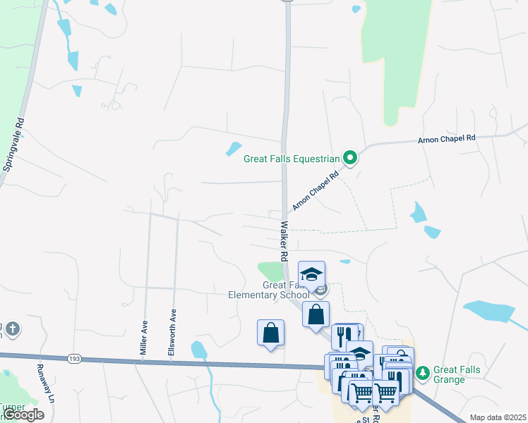 map of restaurants, bars, coffee shops, grocery stores, and more near 624 Walker Road in Great Falls