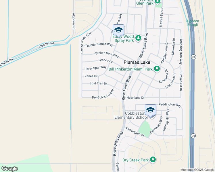 map of restaurants, bars, coffee shops, grocery stores, and more near 1141 Lost Trail Drive in Plumas Lake