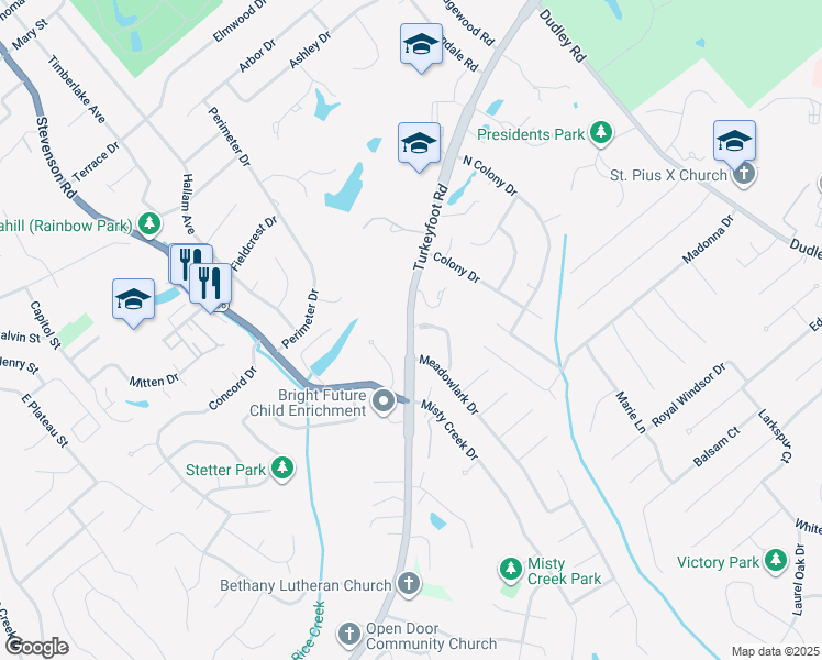map of restaurants, bars, coffee shops, grocery stores, and more near 3329 Turkey Foot Road in Erlanger
