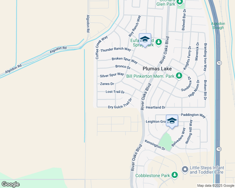 map of restaurants, bars, coffee shops, grocery stores, and more near 1098 Lost Trail Drive in Plumas Lake