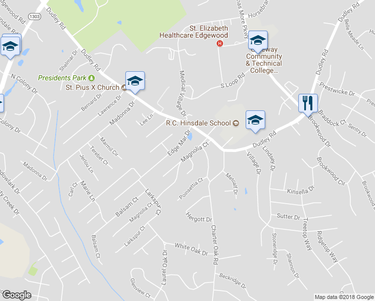 map of restaurants, bars, coffee shops, grocery stores, and more near 3018 Magnolia Court in Fort Mitchell