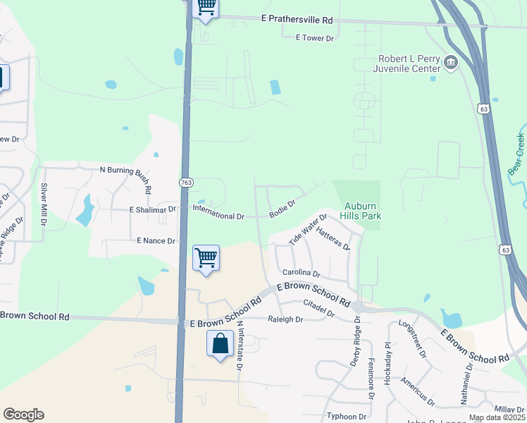 map of restaurants, bars, coffee shops, grocery stores, and more near 1401-1403 Bodie Drive in Columbia