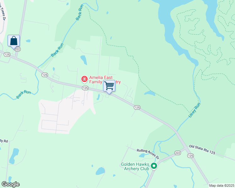 map of restaurants, bars, coffee shops, grocery stores, and more near 2286 Ohio 125 in Amelia