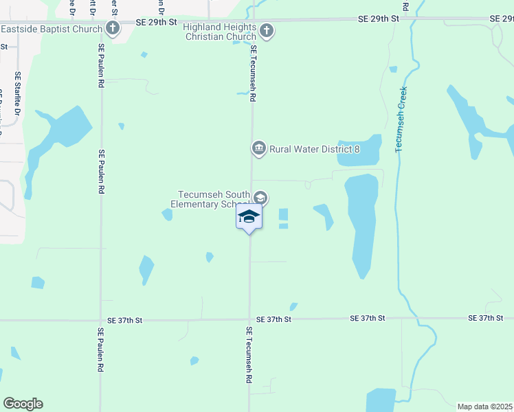 map of restaurants, bars, coffee shops, grocery stores, and more near 3346 Southeast Tecumseh Road in Tecumseh