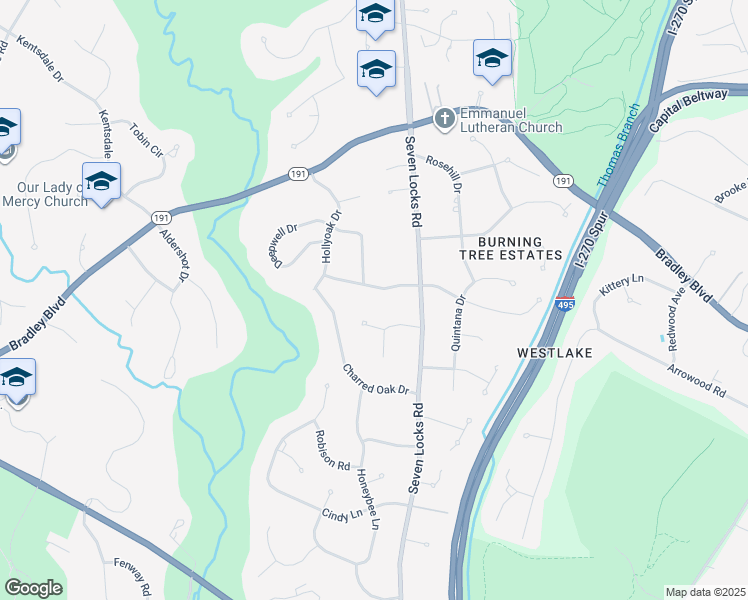 map of restaurants, bars, coffee shops, grocery stores, and more near 7820 Carteret Road in Bethesda