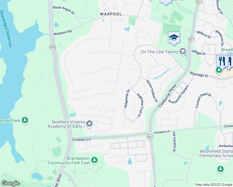 map of restaurants, bars, coffee shops, grocery stores, and more near 42645 Cochrans Lock Drive in Ashburn
