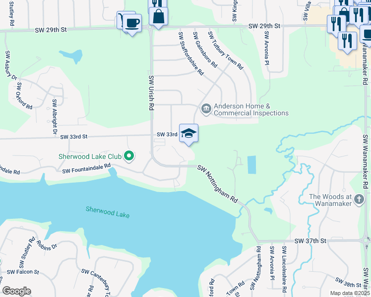 map of restaurants, bars, coffee shops, grocery stores, and more near 6701 Southwest 33rd Street in Topeka