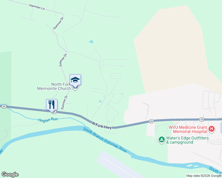 map of restaurants, bars, coffee shops, grocery stores, and more near 315 Vandevander Drive in Petersburg