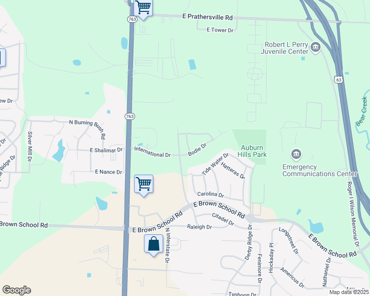 map of restaurants, bars, coffee shops, grocery stores, and more near 1401-1403 Bodie Drive in Columbia