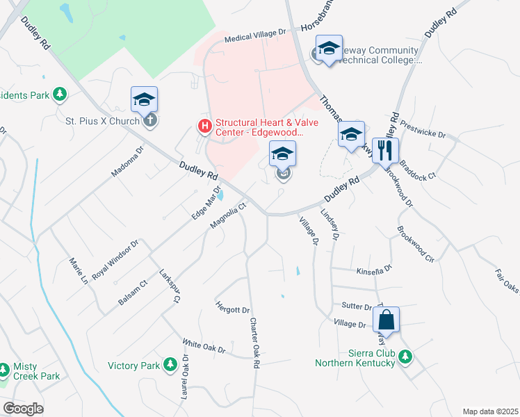 map of restaurants, bars, coffee shops, grocery stores, and more near in Fort Mitchell