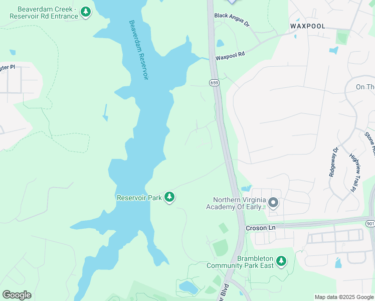 map of restaurants, bars, coffee shops, grocery stores, and more near 42435 Reservoir Ridge Place in Ashburn