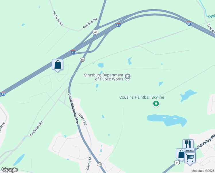 map of restaurants, bars, coffee shops, grocery stores, and more near in Strasburg