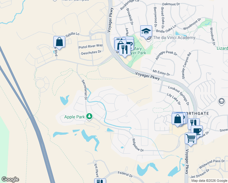 map of restaurants, bars, coffee shops, grocery stores, and more near 12098 Monarchos Lane in Colorado Springs