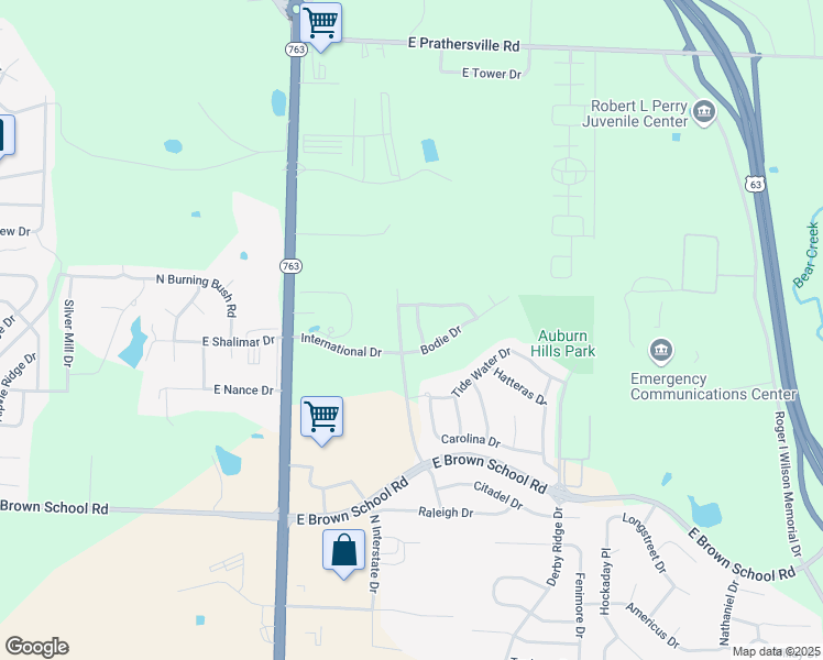 map of restaurants, bars, coffee shops, grocery stores, and more near 1401-1403 Bodie Drive in Columbia