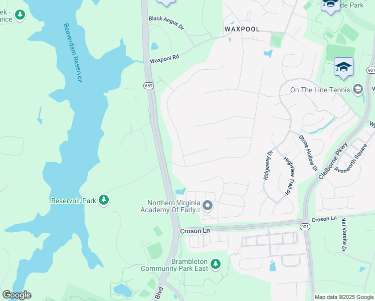 map of restaurants, bars, coffee shops, grocery stores, and more near 22086 Auction Barn Drive in Ashburn