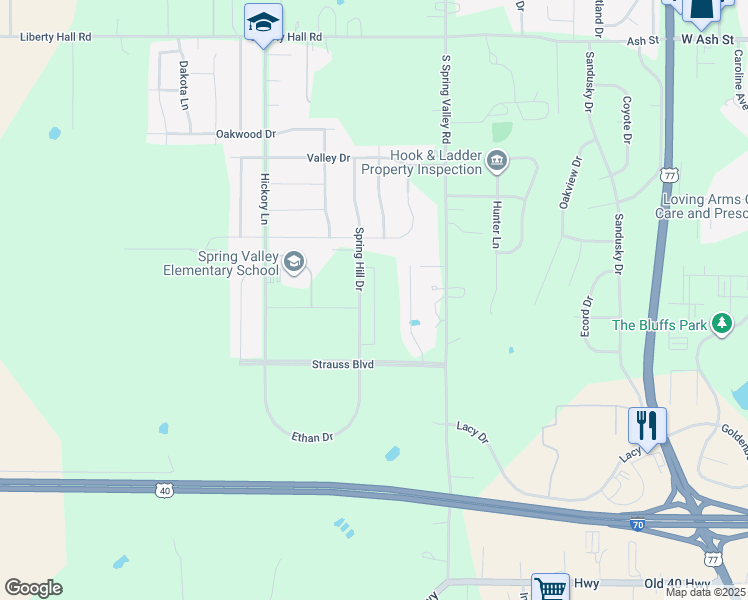 map of restaurants, bars, coffee shops, grocery stores, and more near 1422 Spring Hill Drive in Junction City