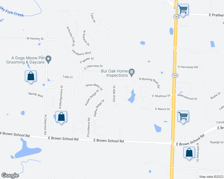 map of restaurants, bars, coffee shops, grocery stores, and more near 5213 Silver Mill Drive in Columbia